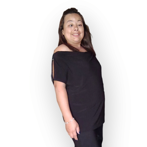 Jessica Women's Large  Elegant Black Apparel Top Zipper On Sleeve - Picture 12 of 15